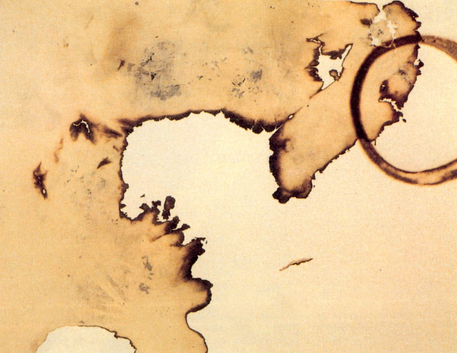 burnt paper with stains