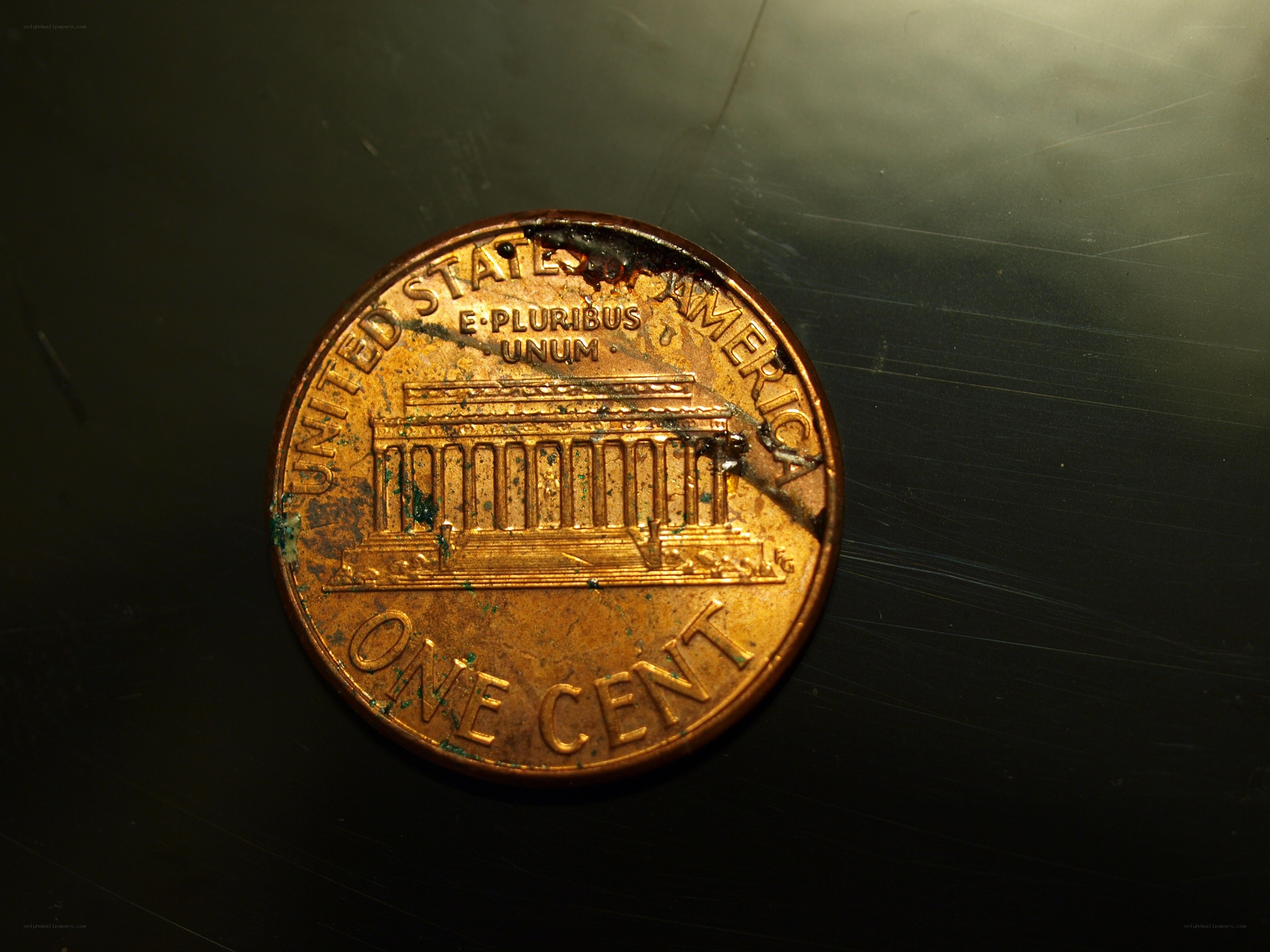 Burnt penny coin