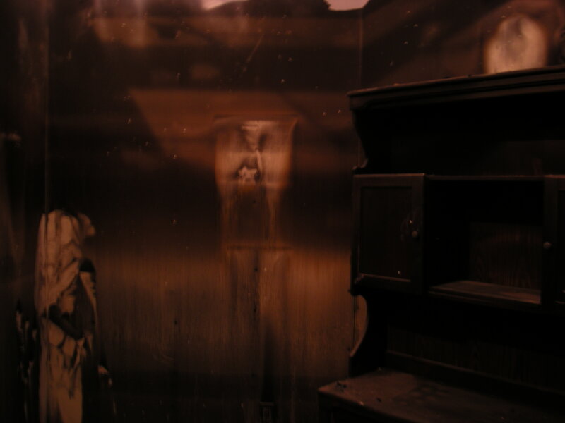 burnt room with furniture