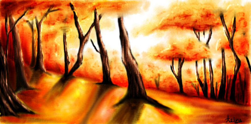 Burnt Trees in Forest — Orange