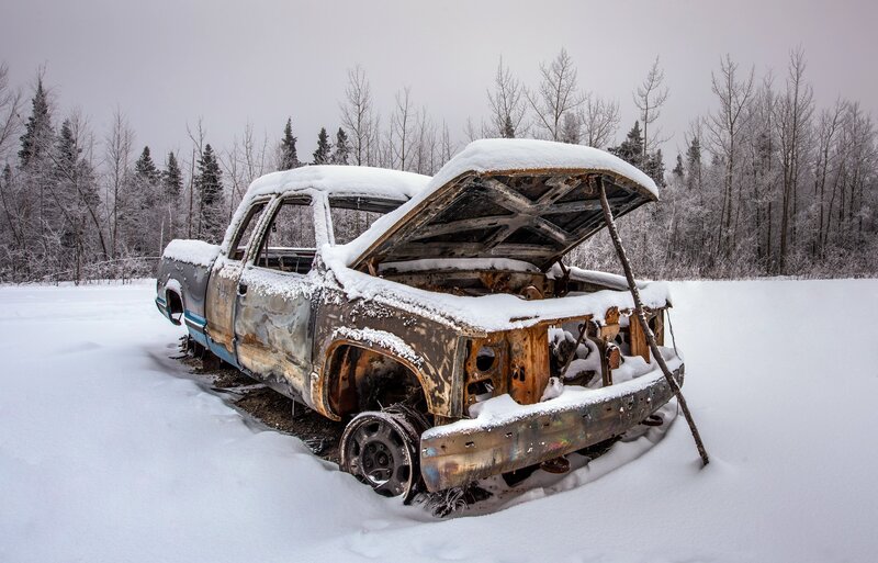 Burnt Truck in Snow