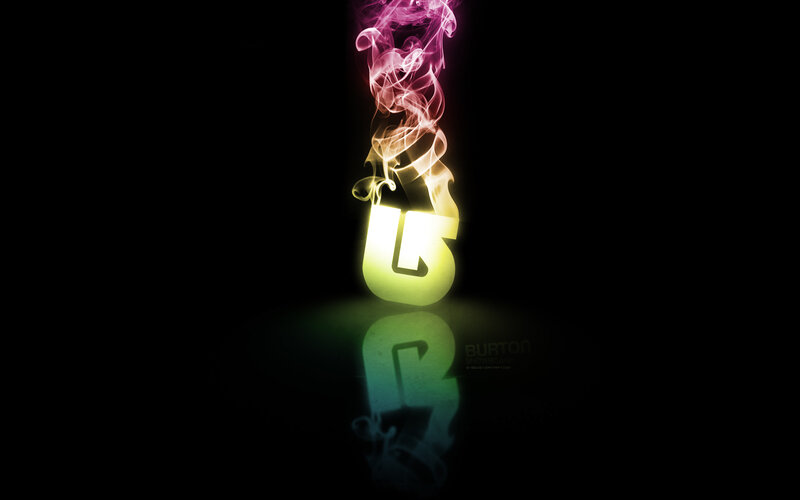 Burton logo with colorful smoke