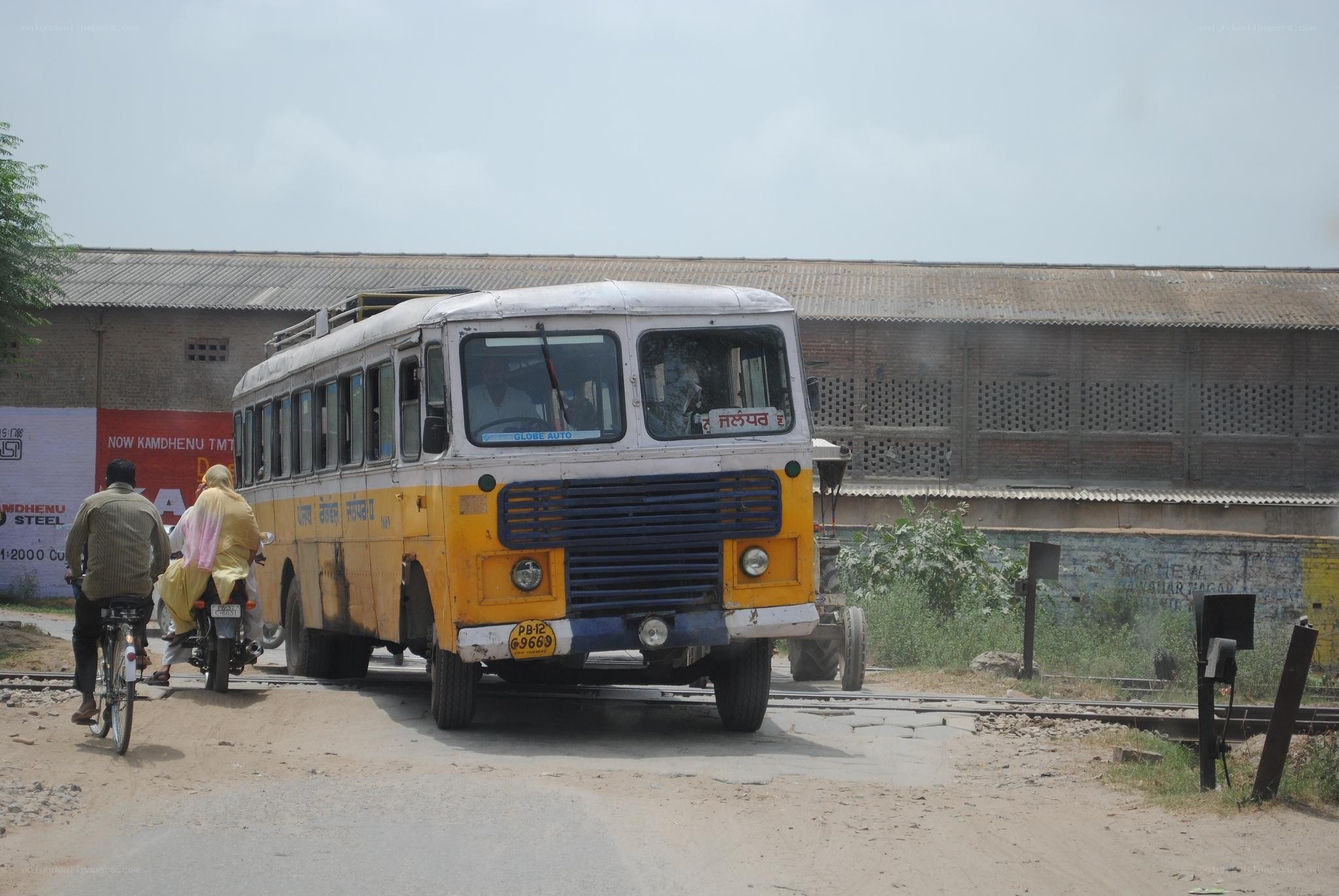 Bus at a railway crossing