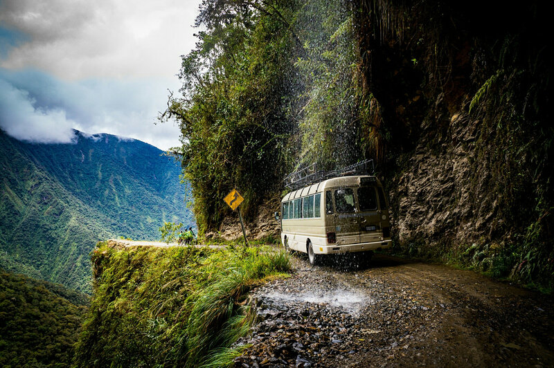 Bus on Mountain Road — Green