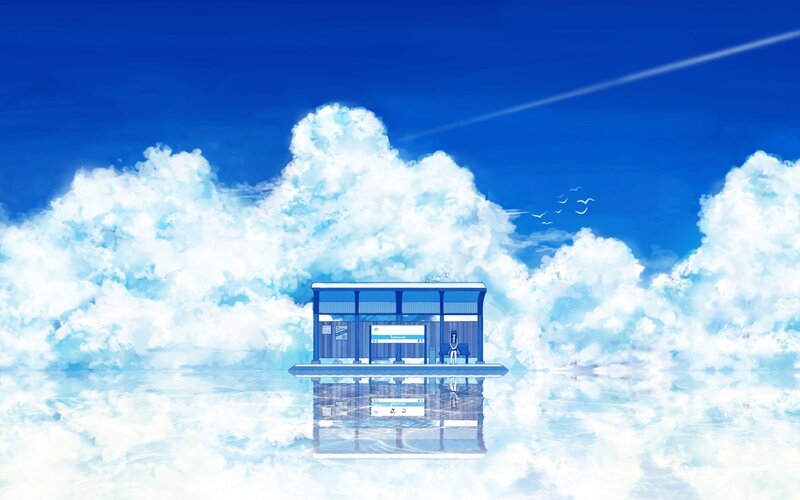 Bus stop in the clouds