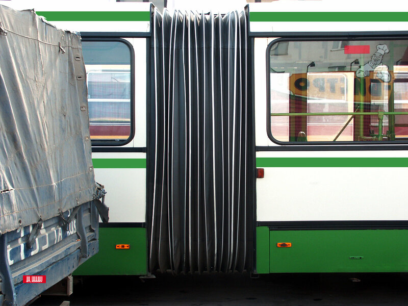 bus with accordion-style door