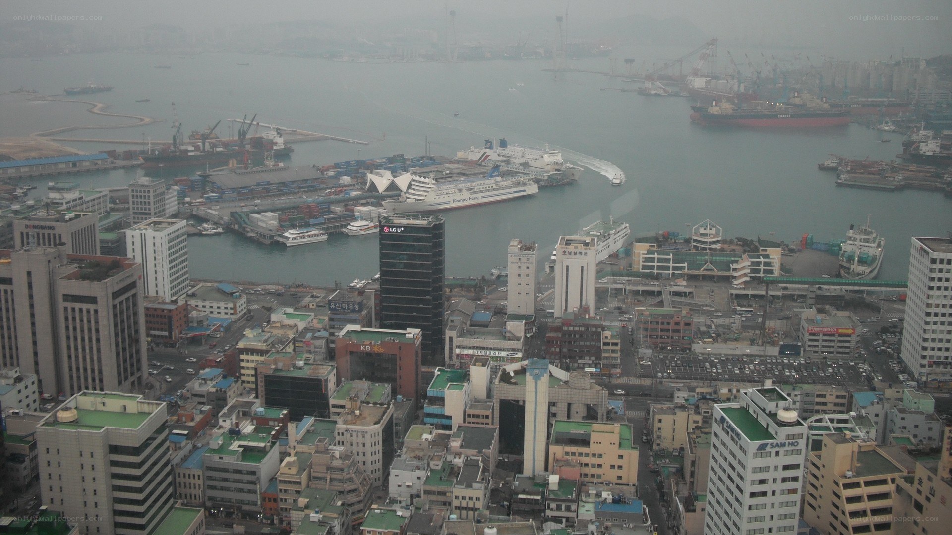 Busan port cityscape