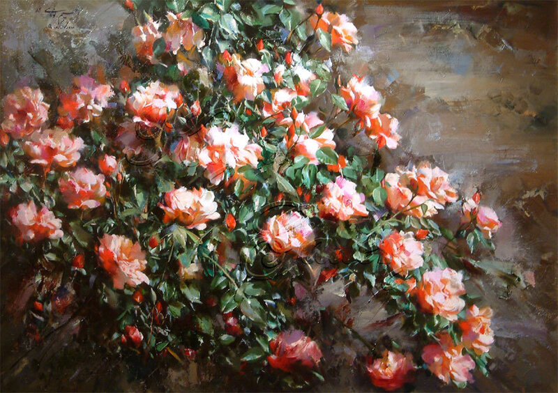 Bush of Pink Roses — Calm