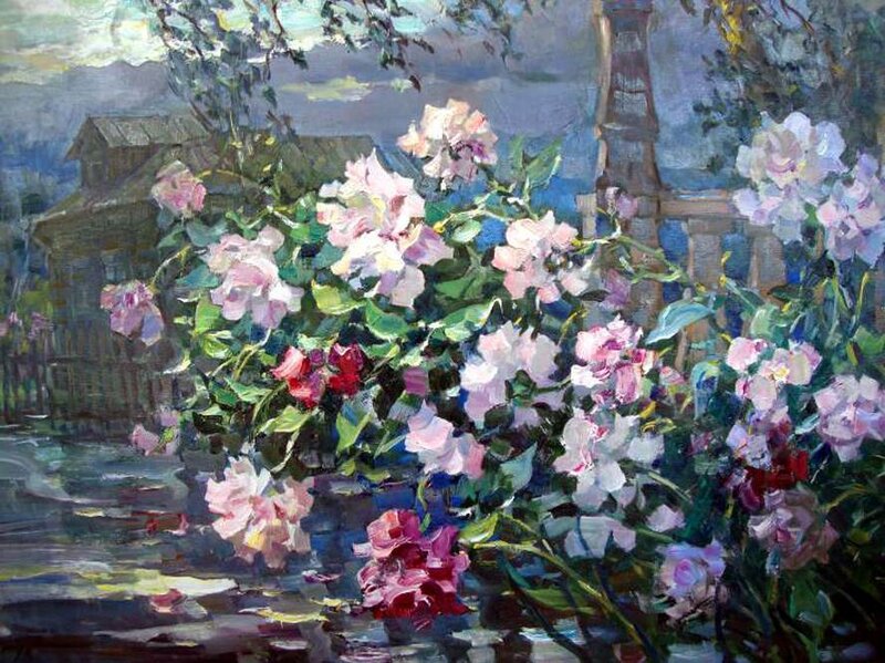 Bush of Pink Roses