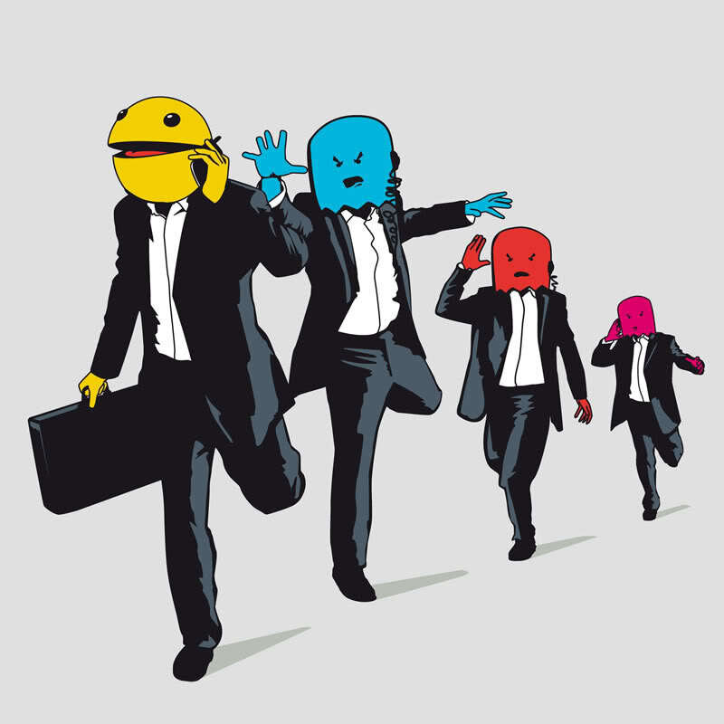 business characters running