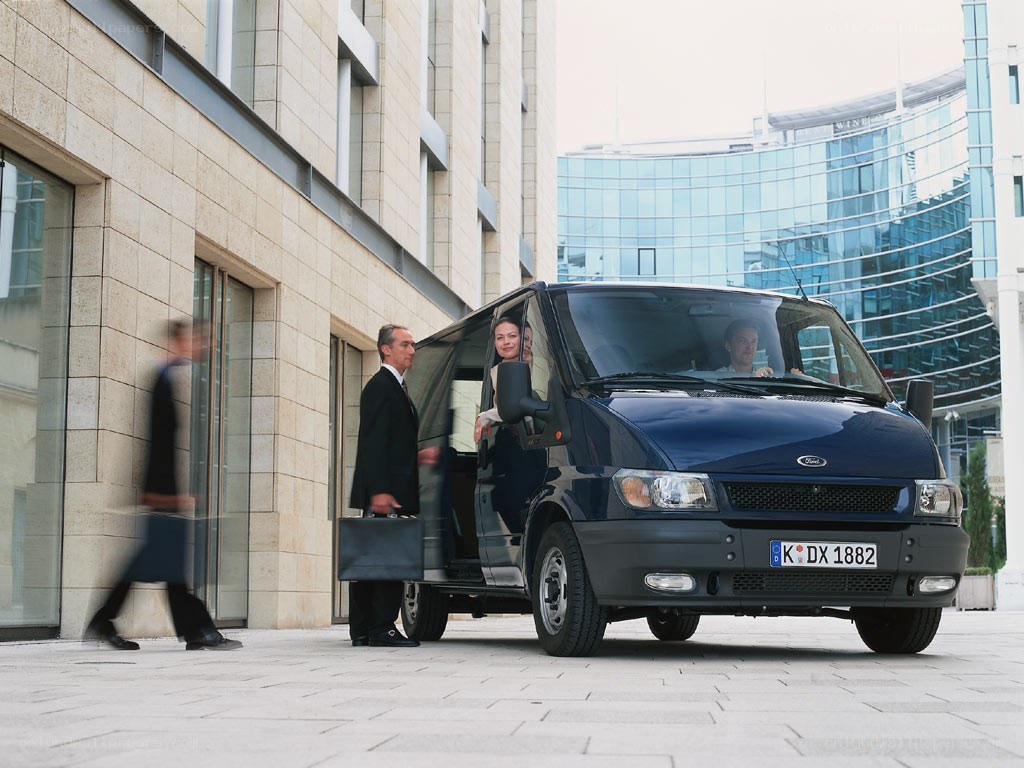 Business people with van