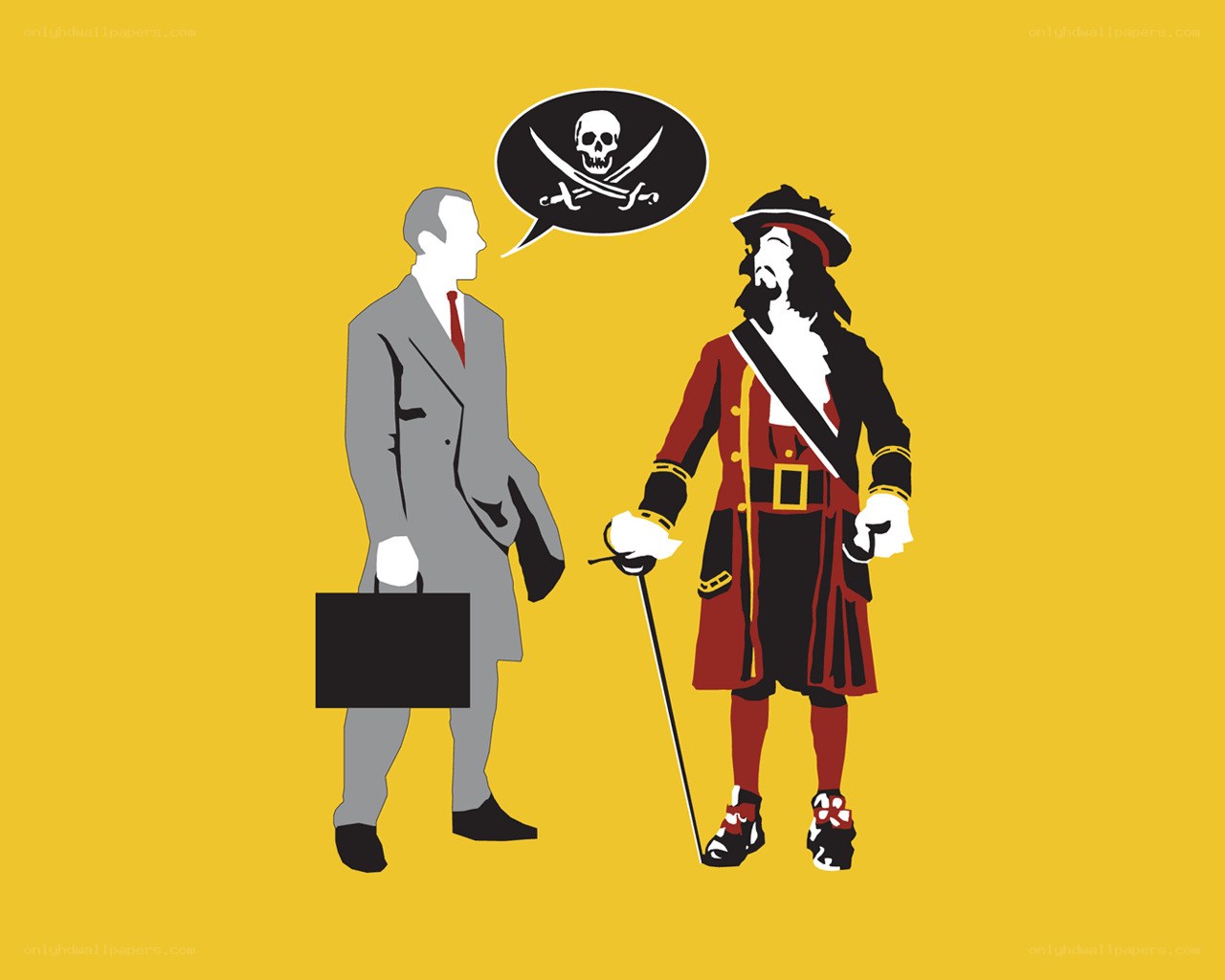 Businessman and pirate conversation