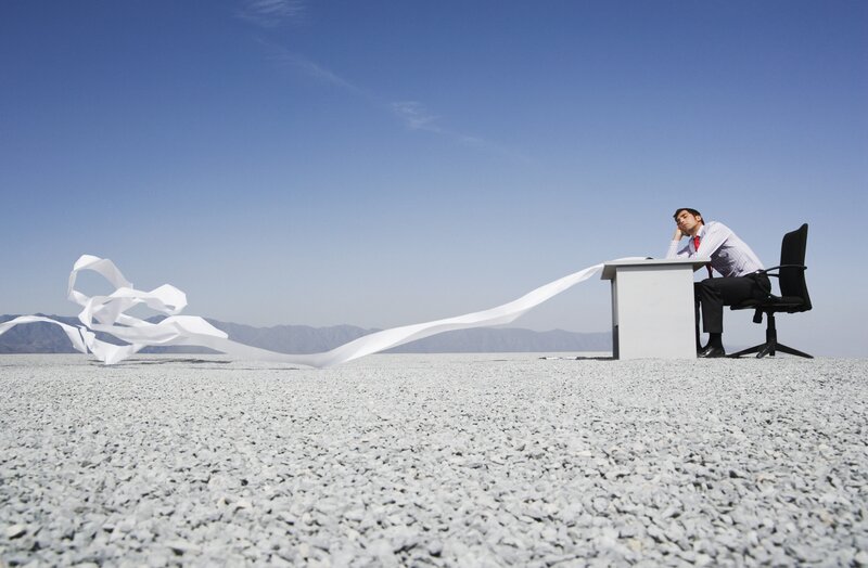 Businessman at desert desk