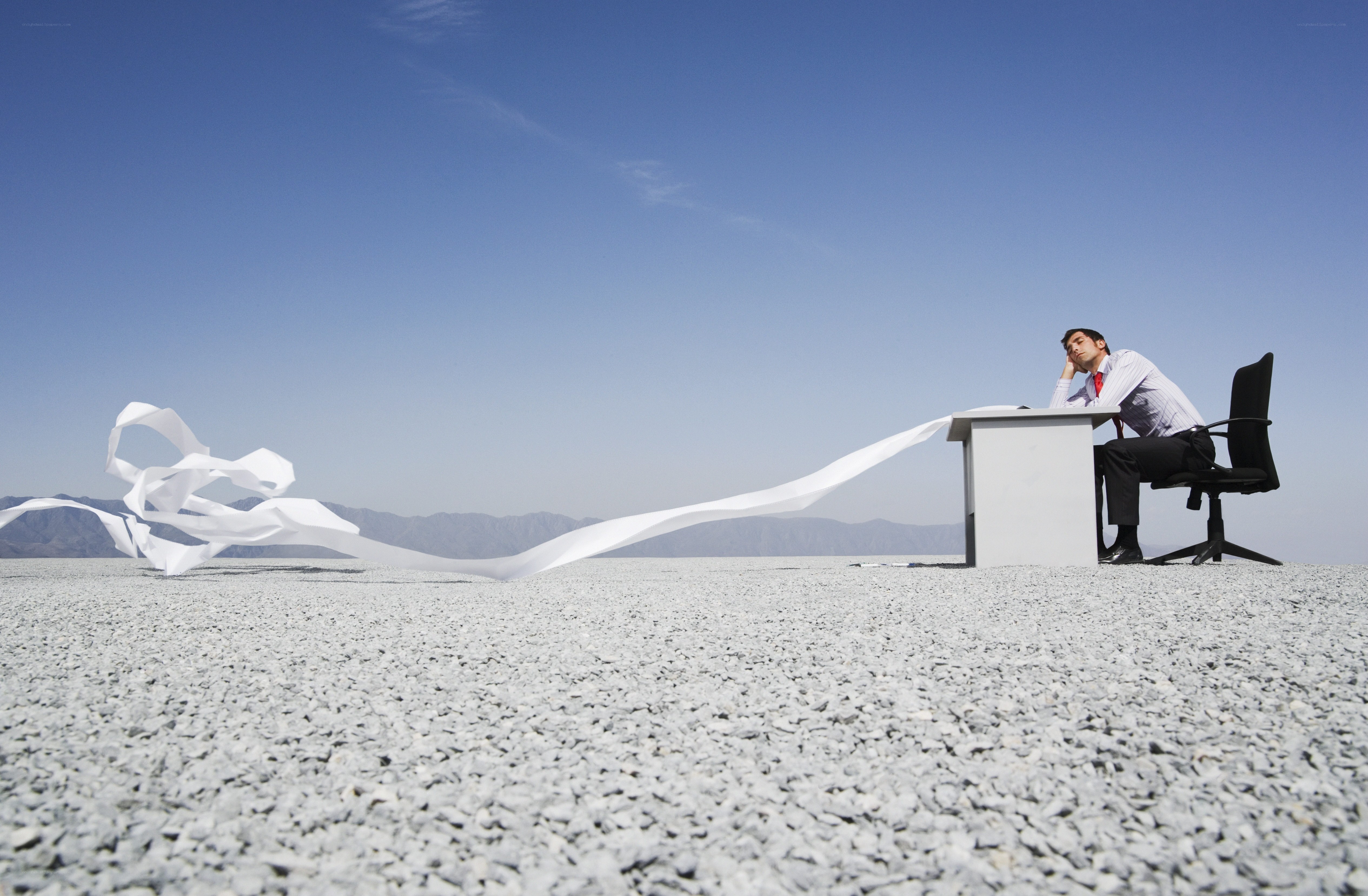 Businessman at desert desk