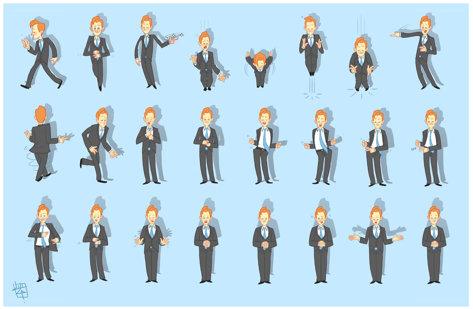 businessman character animation sheet