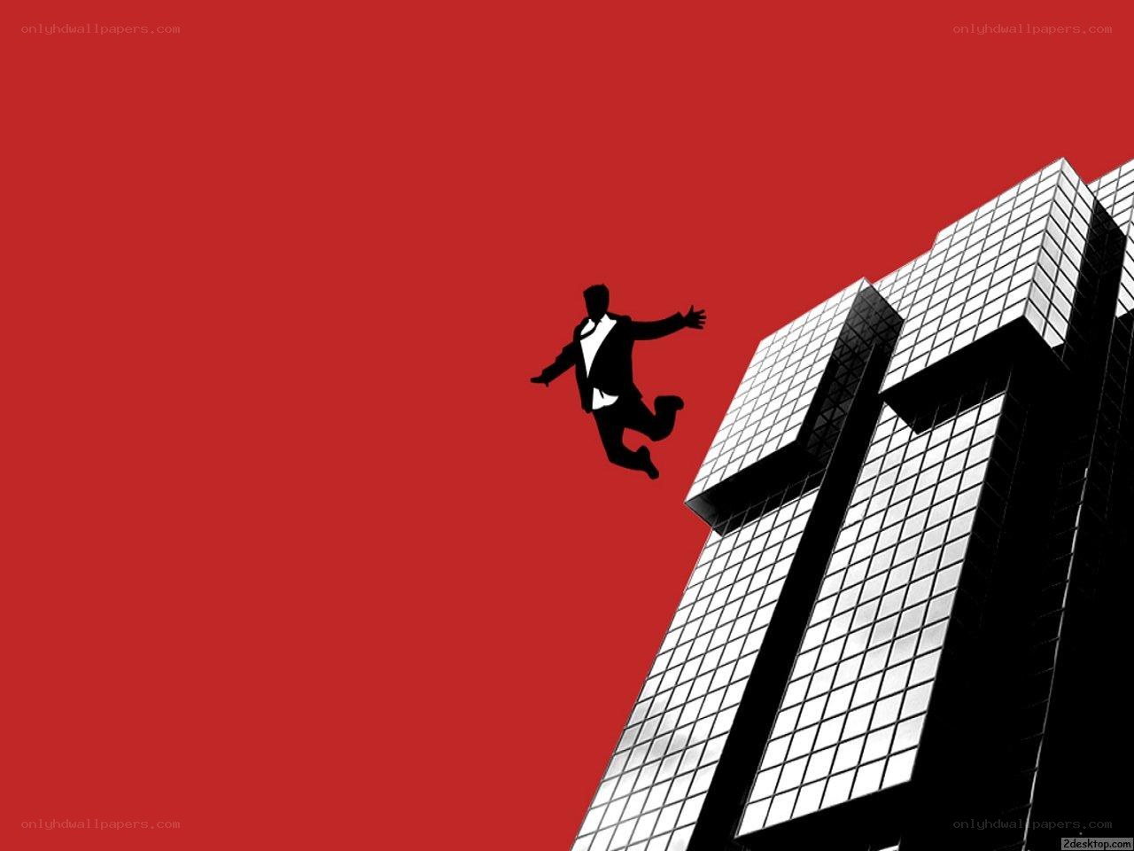 businessman falling from building
