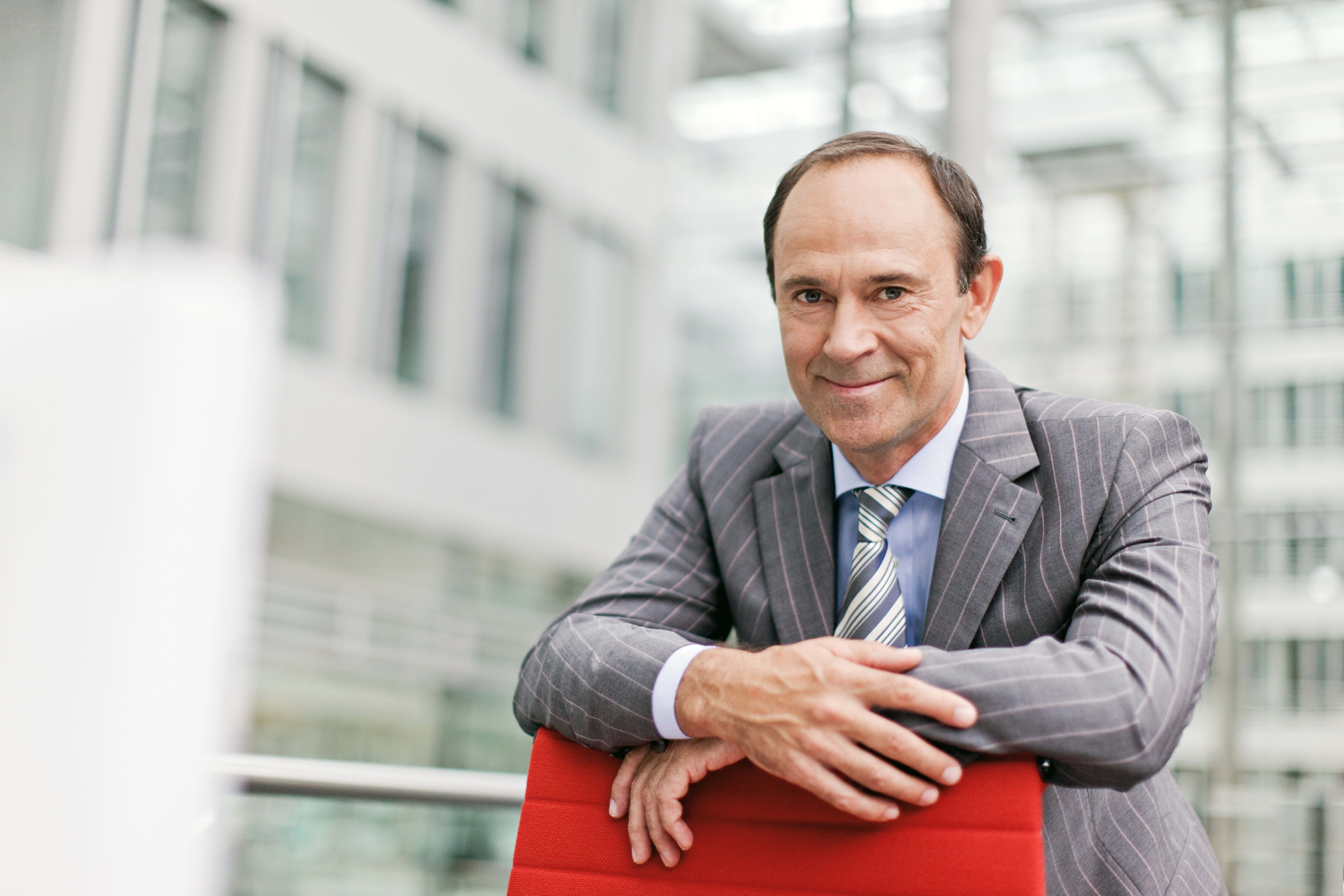 Businessman in pinstripe suit