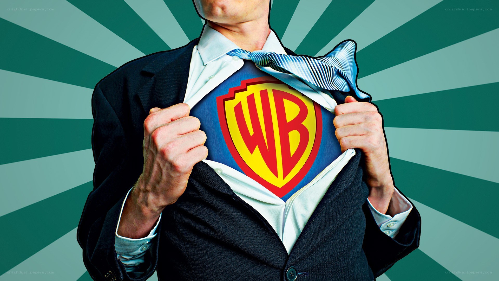 businessman revealing superhero logo