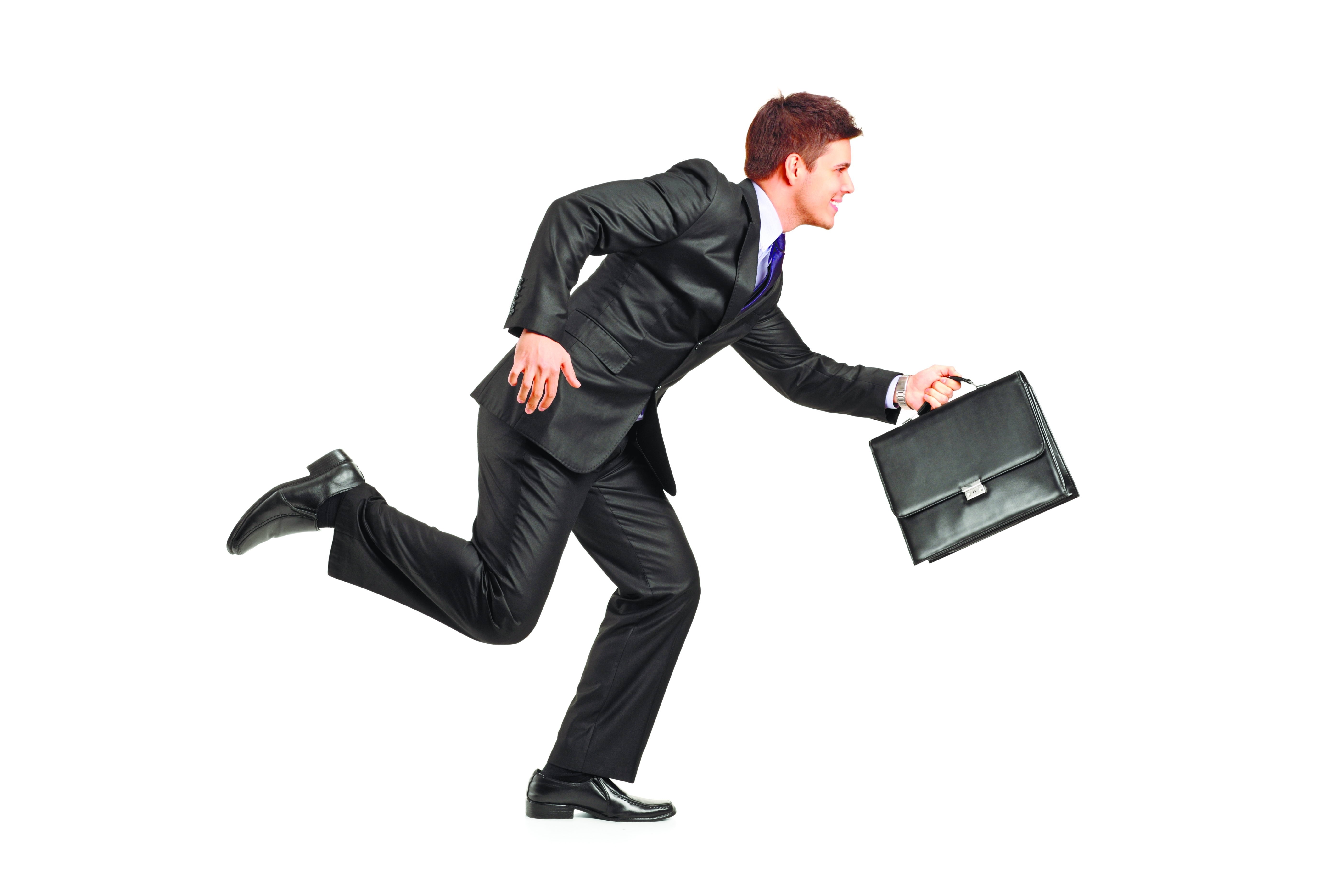businessman running with briefcase