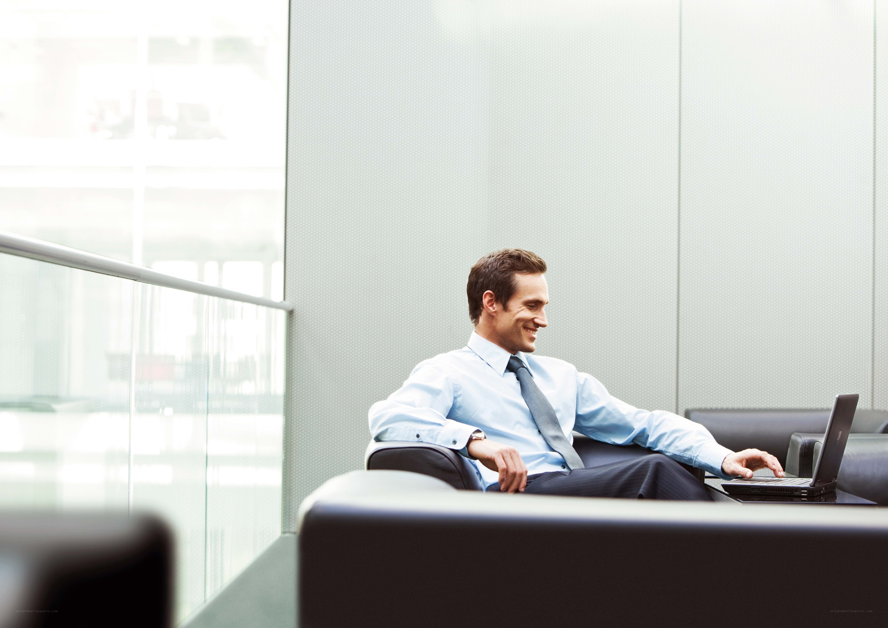 Businessman using laptop