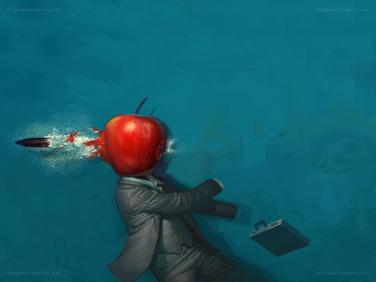 businessman with apple head shot