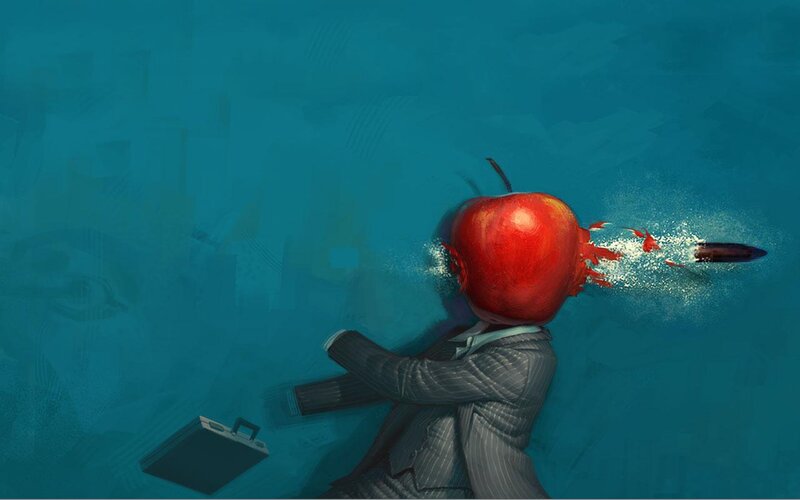 Businessman with Apple Head