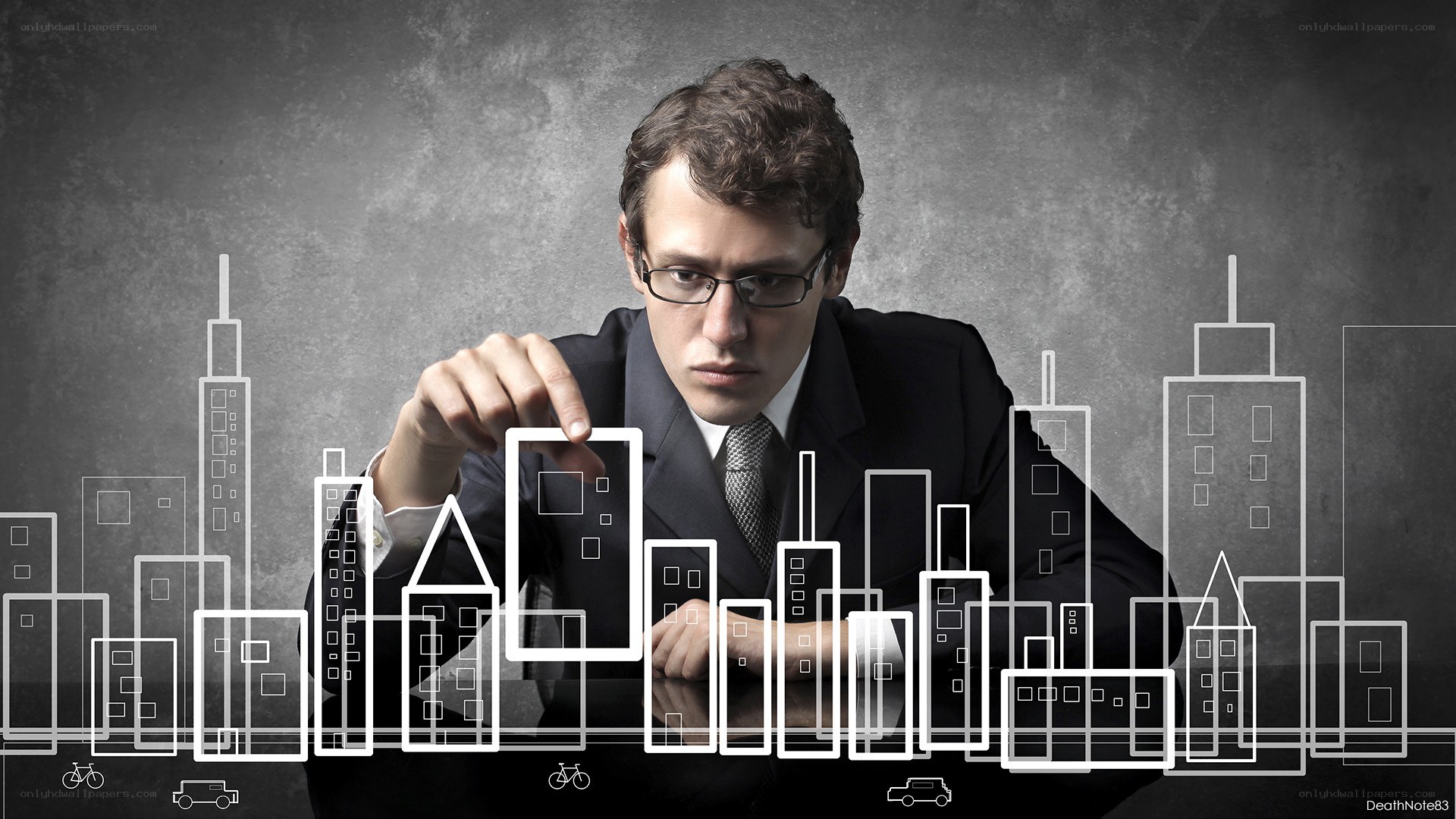 Businessman with city design