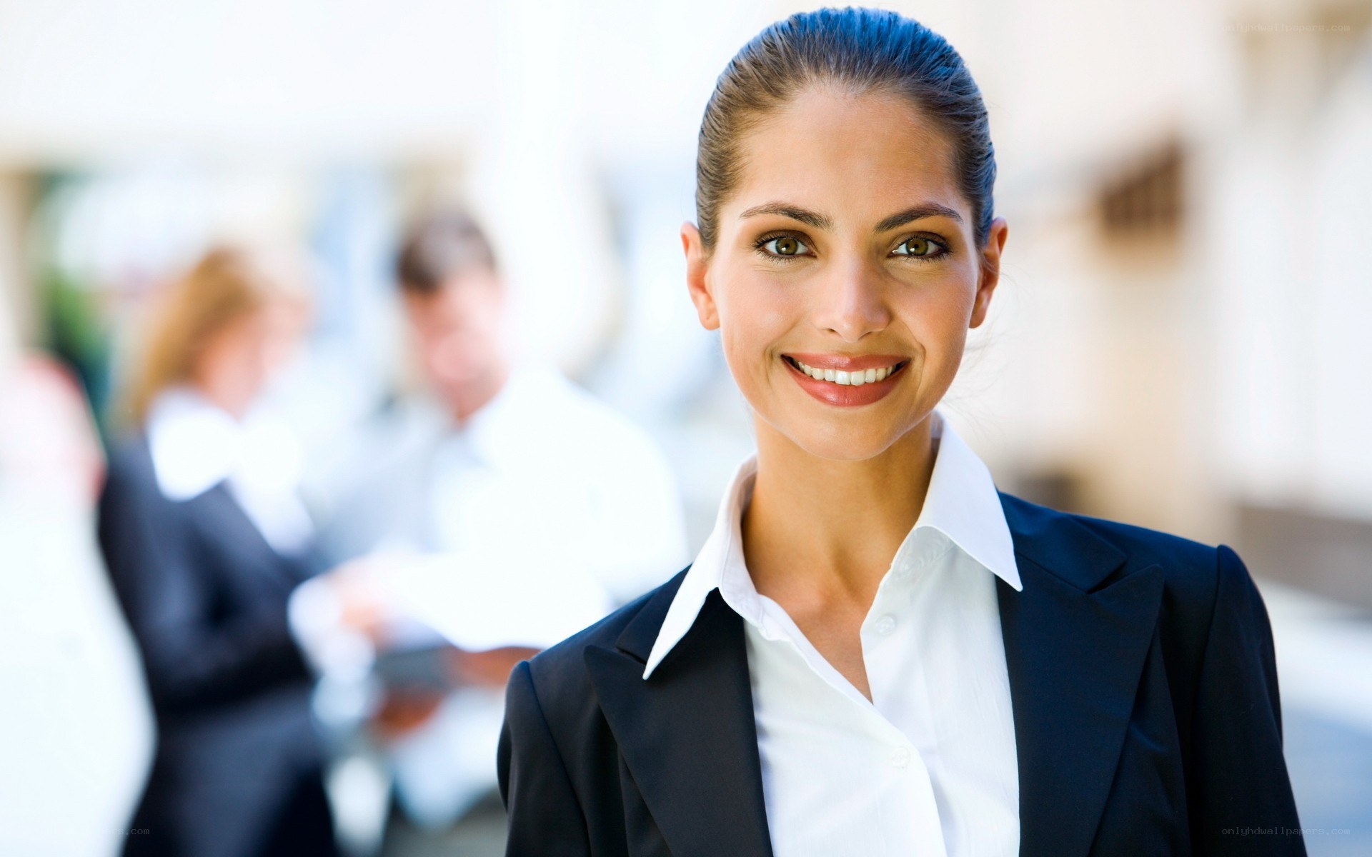 businesswoman smiling at camera
