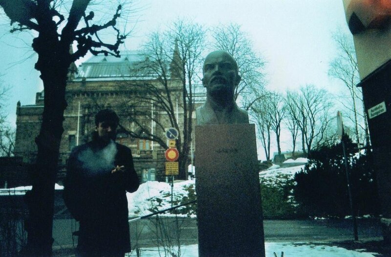 Bust of Lenin in snowy city