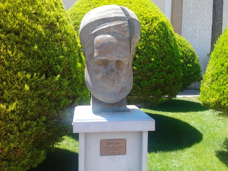 Bust statue in garden
