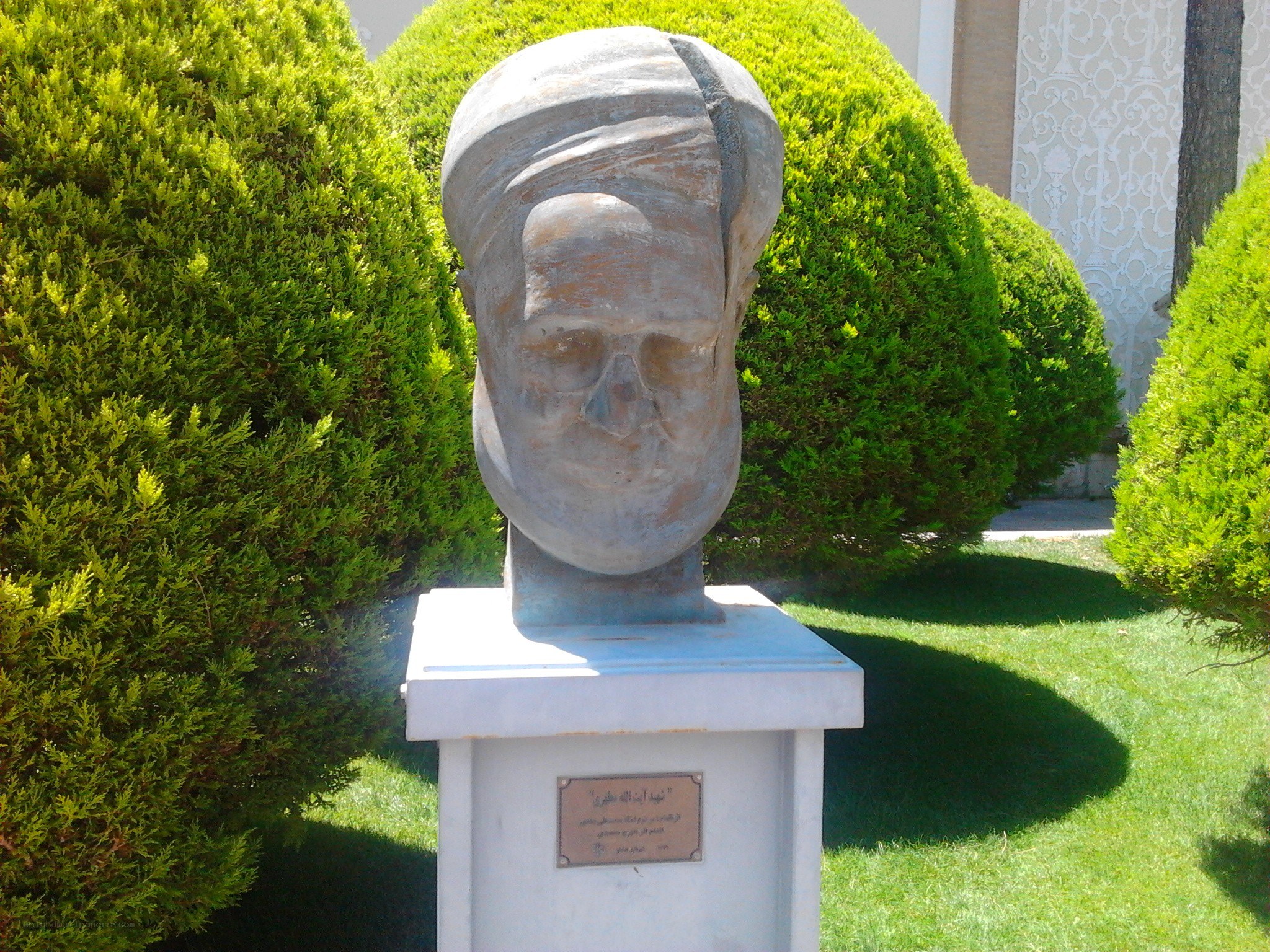 Bust statue in garden