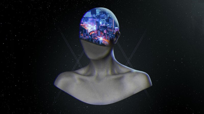 Bust with City in Head