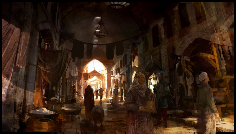 bustling market alley