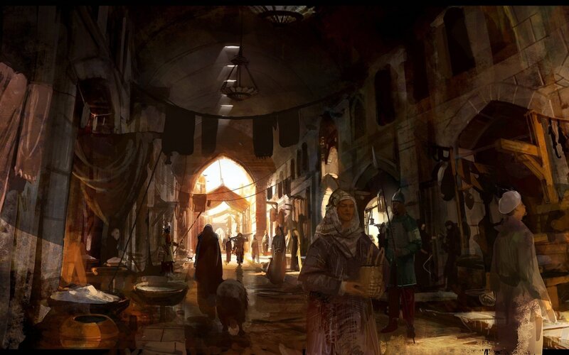 bustling market alley