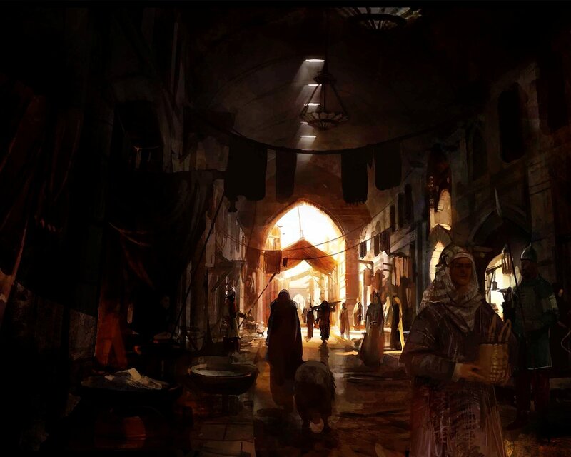 bustling market alley