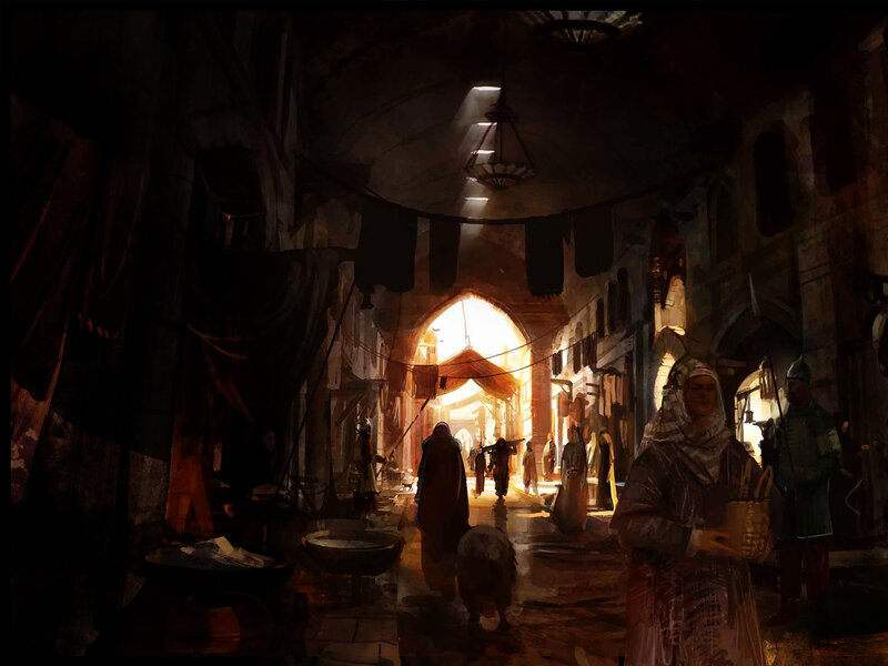 bustling market alley