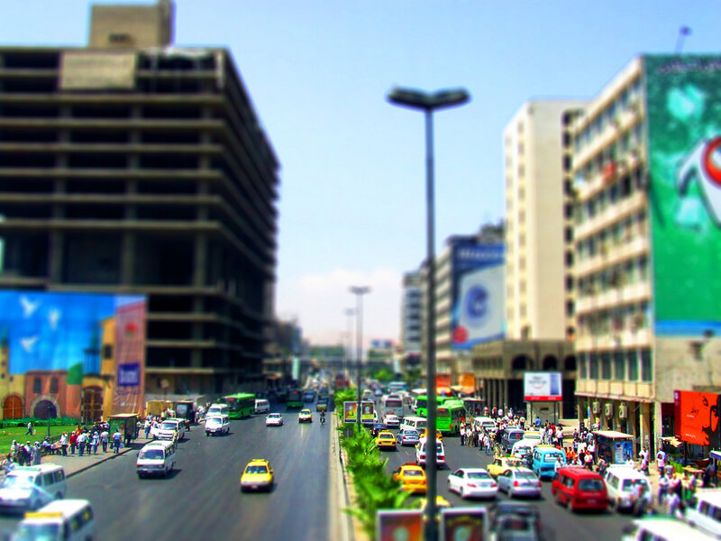busy city street with traffic