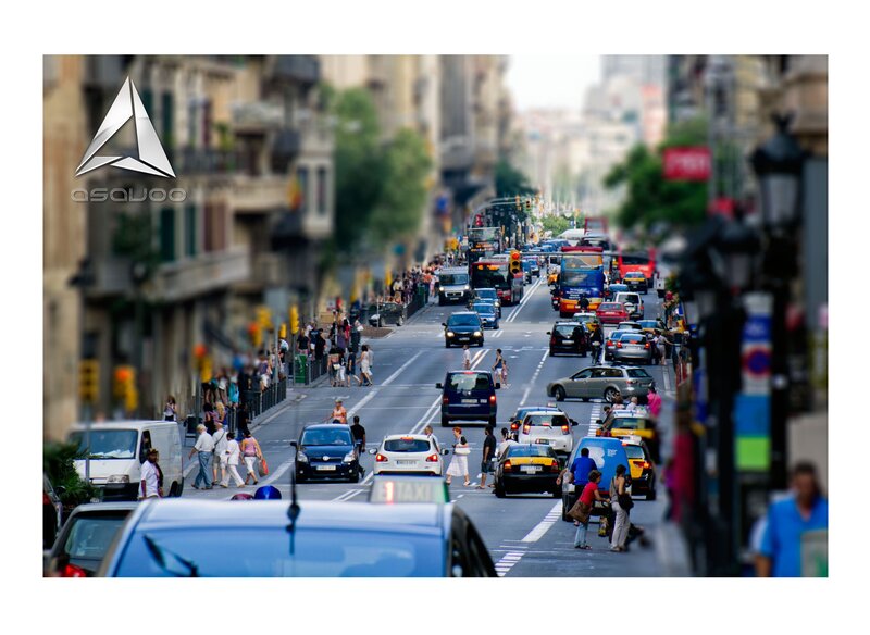 Busy city street with traffic