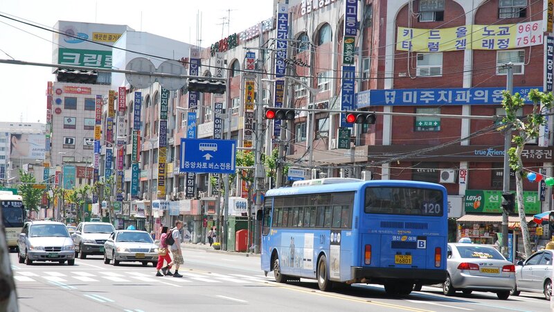 busy street in a Korean city