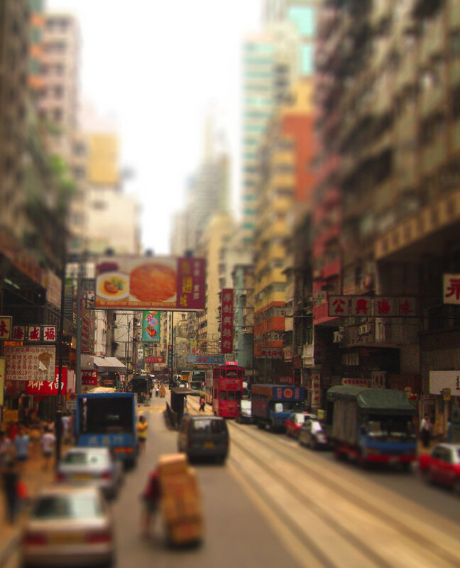 busy street in hong kong
