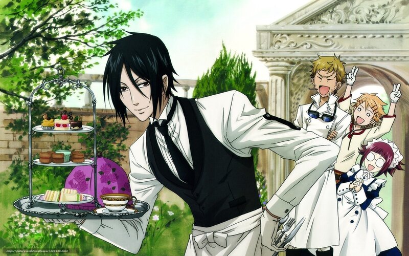 Butler serving tea outdoors