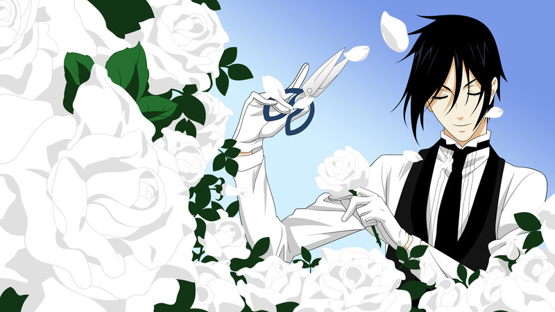 butler with white roses