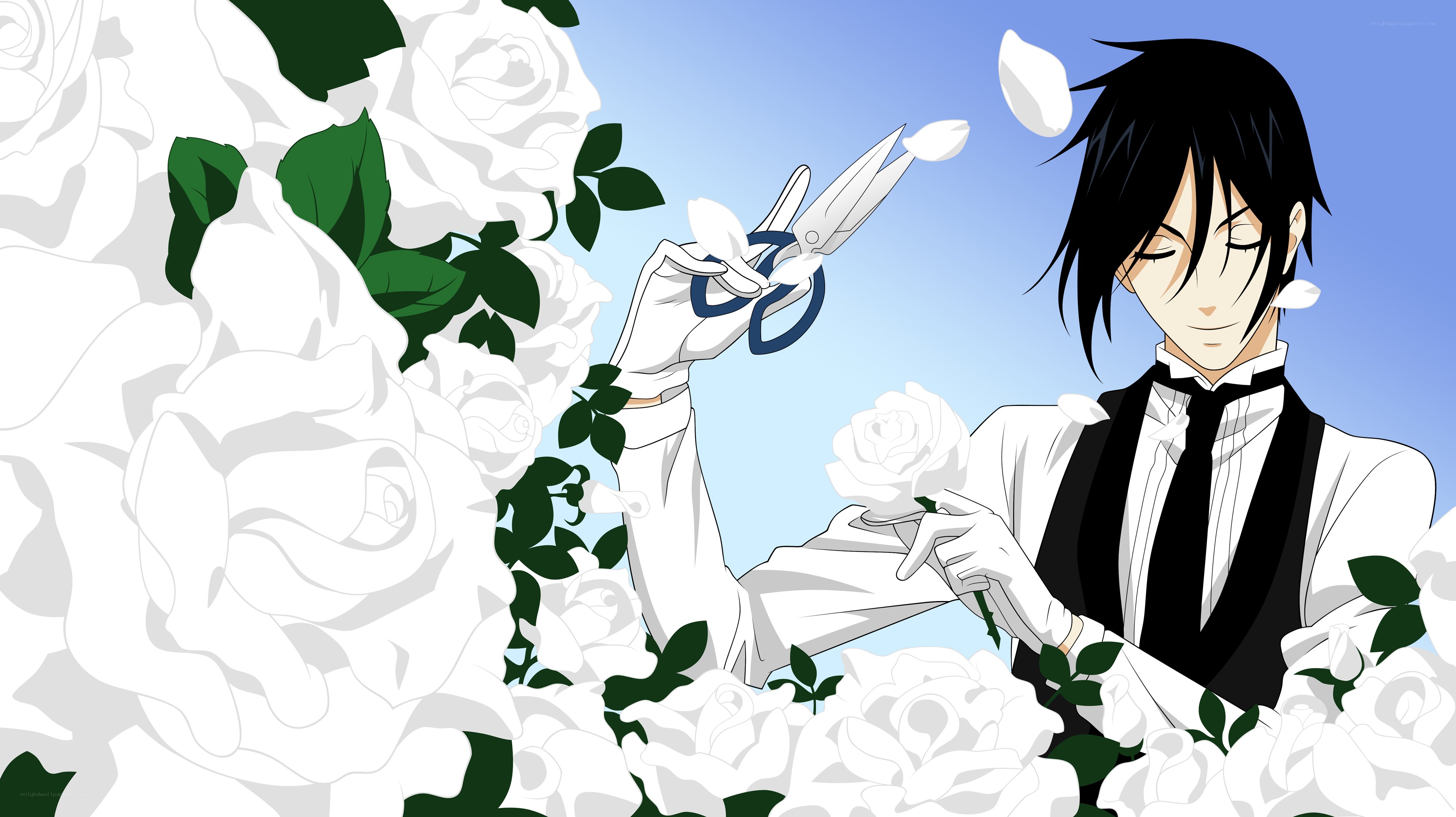 butler with white roses