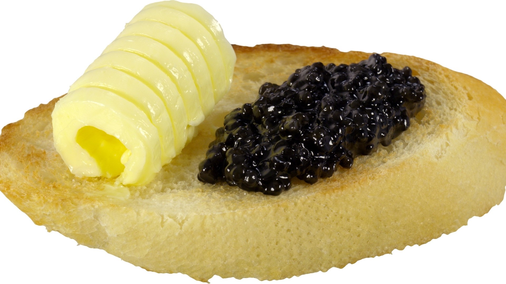 butter and caviar on toast