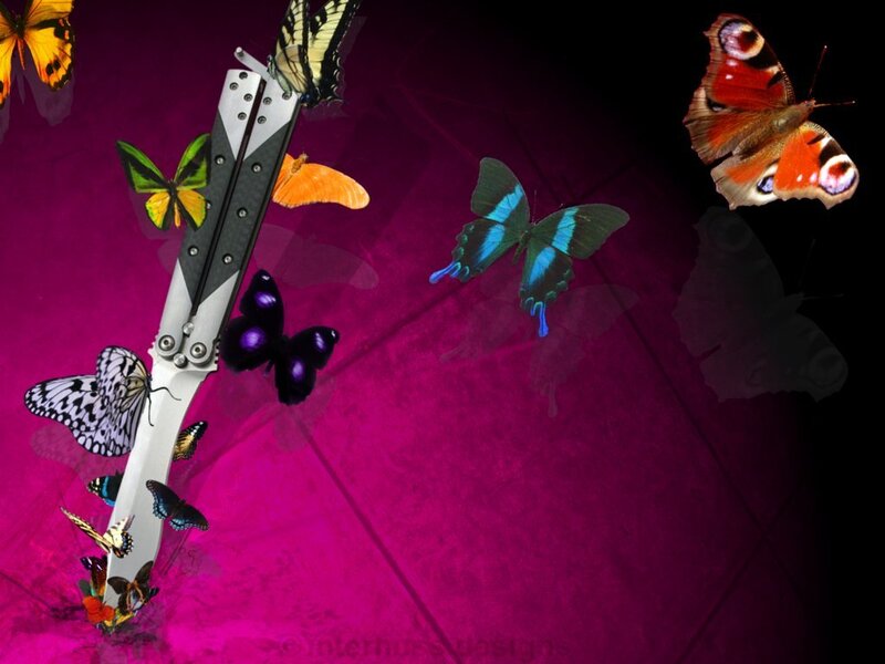 Butterflies and a butterfly knife