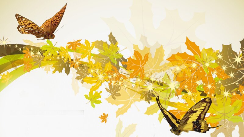 Butterflies and Autumn Leaves — Yellow, Festive