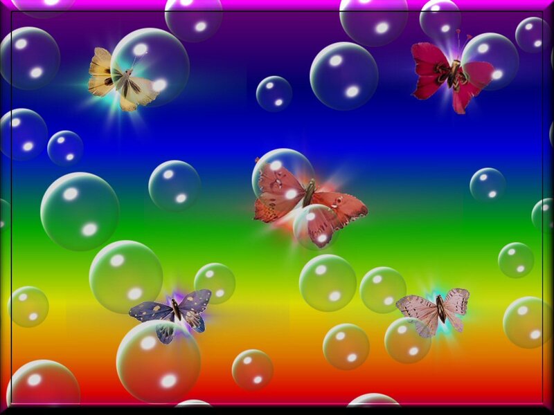butterflies and bubbles on rainbow