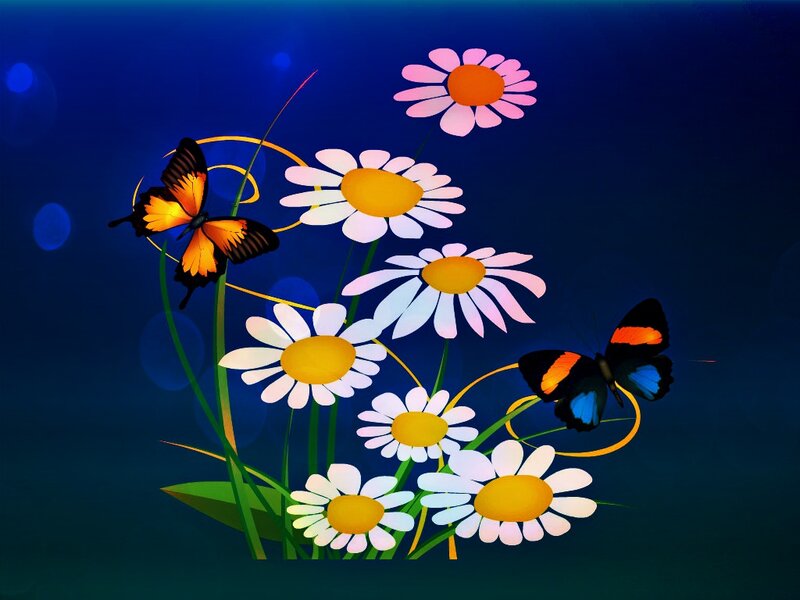 Butterflies and Daisies — Blue