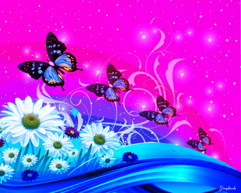 Butterflies and Daisies — Pink, Dreamy