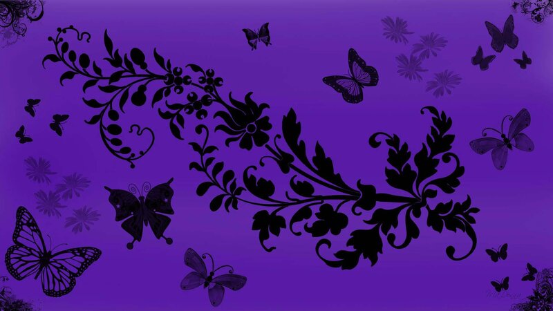 Butterflies and Floral Design — Purple